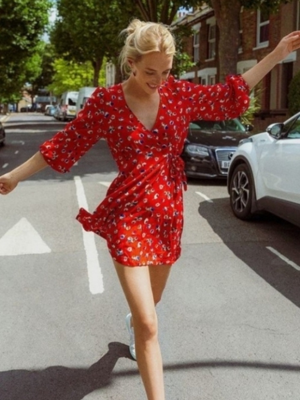 New Anthropologie Maeve Petunia Red Wrap Dress Floral Summer Size 10P NWT
